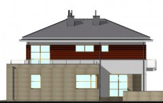 Projekt domu piętrowego na wąską działkę - elewacja