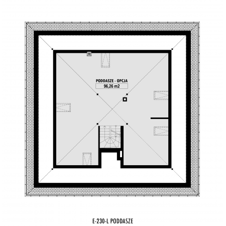 Niewielki dom z symetrycznym dachem - rzut