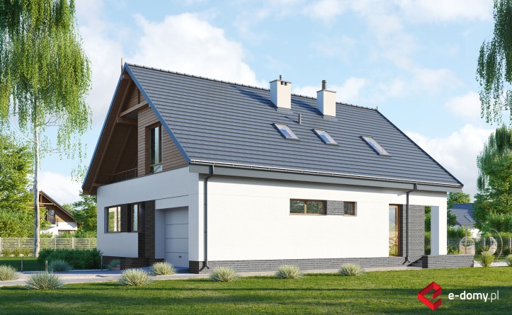 E-256 Prosty dom z dwuspadowym dachem - wizualizacja