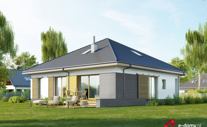 E-266 Mały dom z dachem czterospadowym - wizualizacja